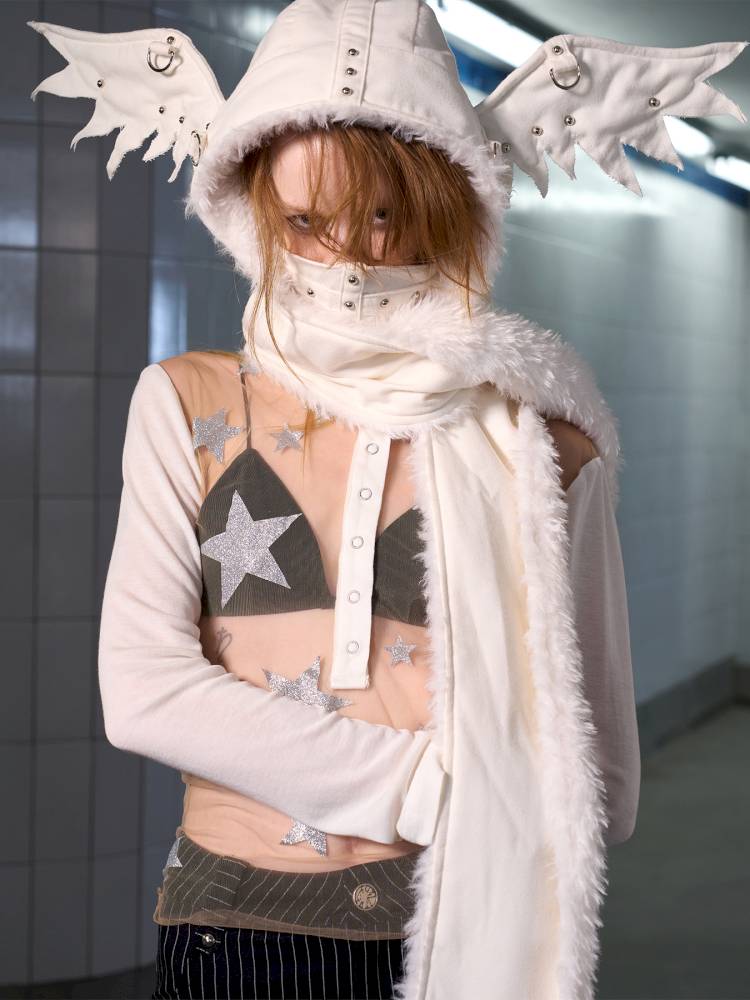 Angel Wings Face-Covering Hooded Scarf【s0000014417】
