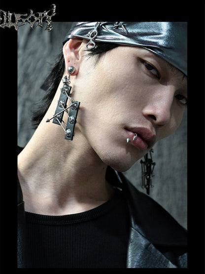 Heavy Pure Handmade Leather Punk Earrings【s0000018873】