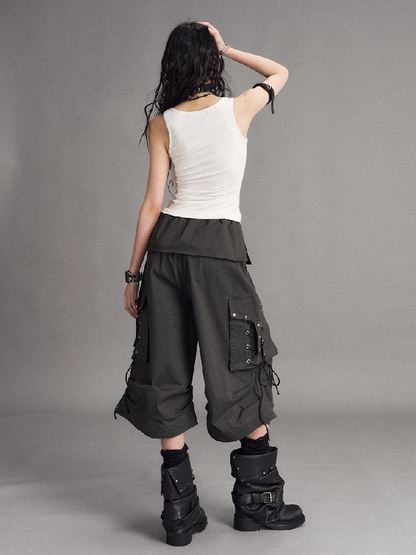 Distressed Low Waist Workwear Shorts【s0000017527】