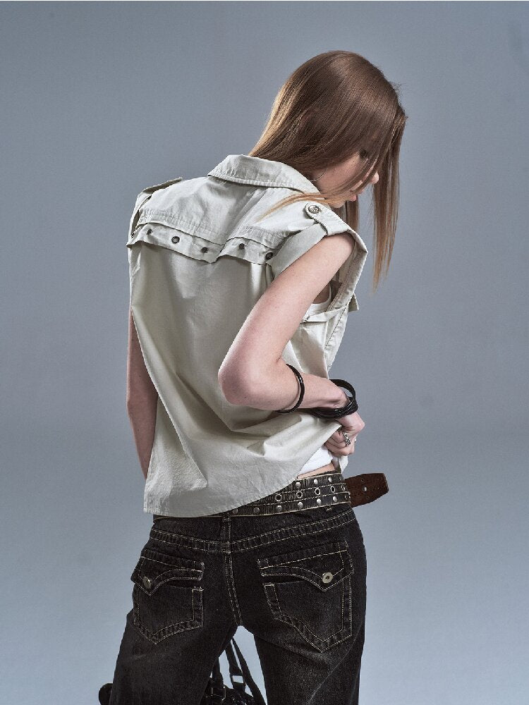 Rivet Metal Buckle Punk Shirt【s0000016640】