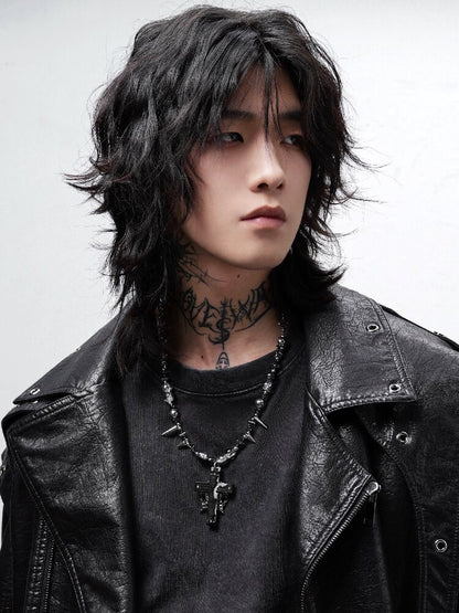 Black Magic Rivet Cross Heavy Necklace【s0000018971】