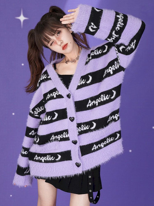 Sweet Cool Hundred Striped Knit Sweater Cardigan【s0000005041】