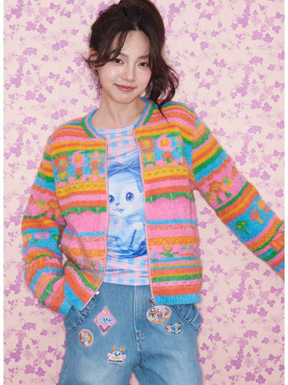 Colorful Striped Plush Knit Sweater【s0000015030】