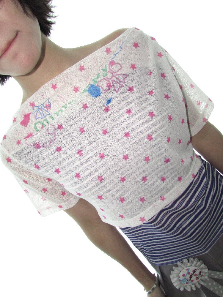 Y2K Star Mesh Elastic Short Top【s0000018677】