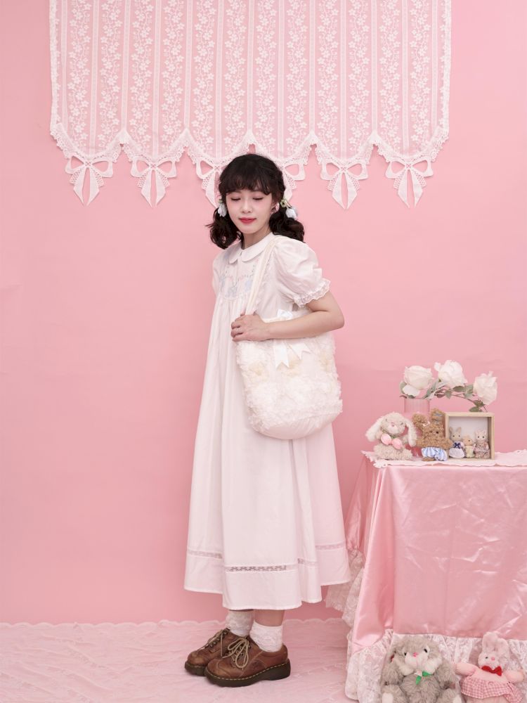 Embroidery sandwich cotton shoulder bag【s0000013499】