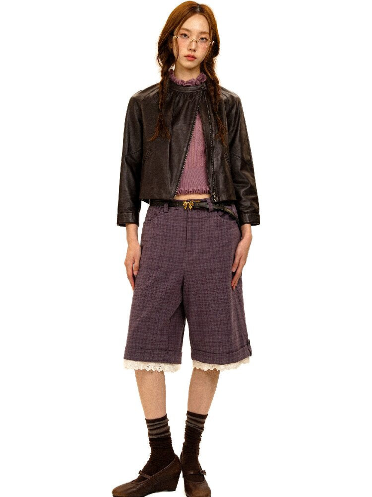Lace Patchwork Vintage Plaid Pants【s0000017934】