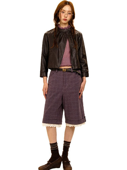 Lace Patchwork Vintage Plaid Pants【s0000017934】