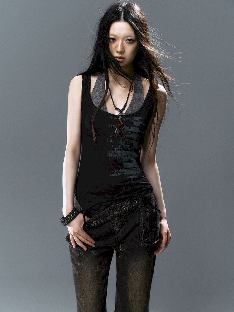 Overlay neck camisole undershirt【s0000012643】