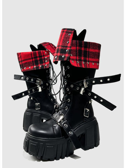 Black Punk Samurai Biker Boots【s0000015712】