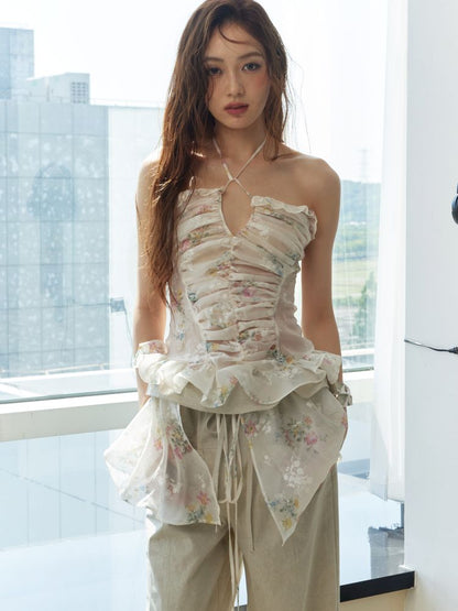 Floral Peplum Tank Sleeveless Top【s0000013222】