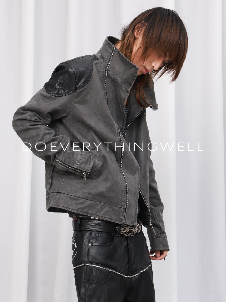 Washed Leather Diamond Pattern Jacket【s0000019122】