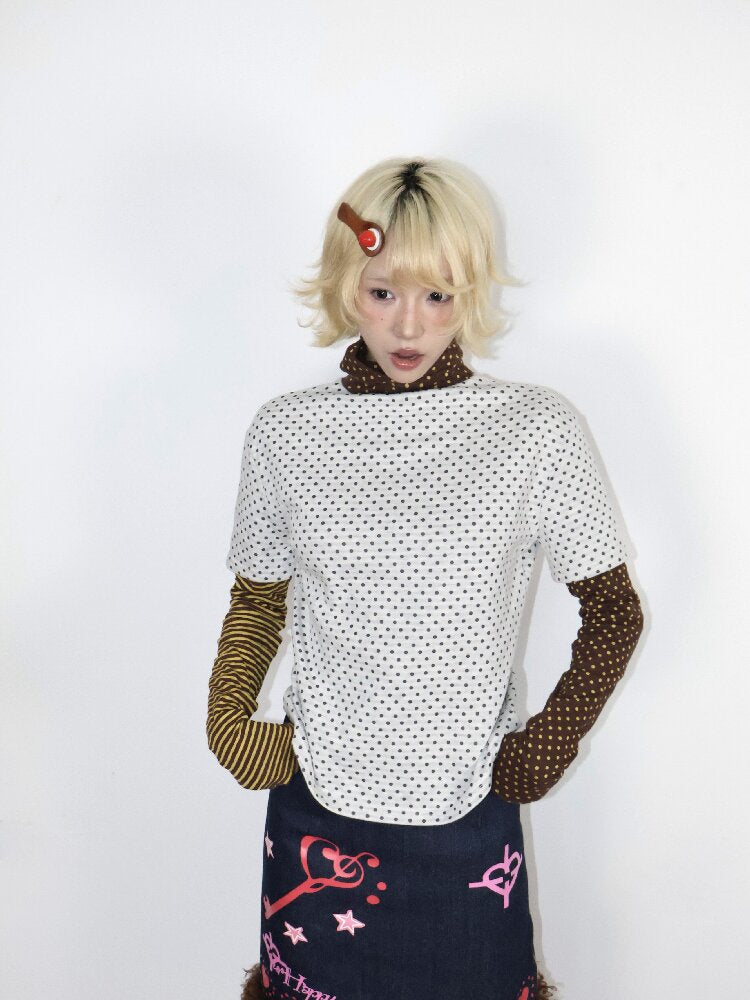 Old Polka Dot Stripe Turtle Top【s0000018671】