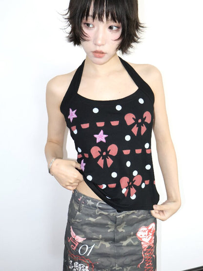 Vintage Texture Halter Camisole Top【s0000018679】
