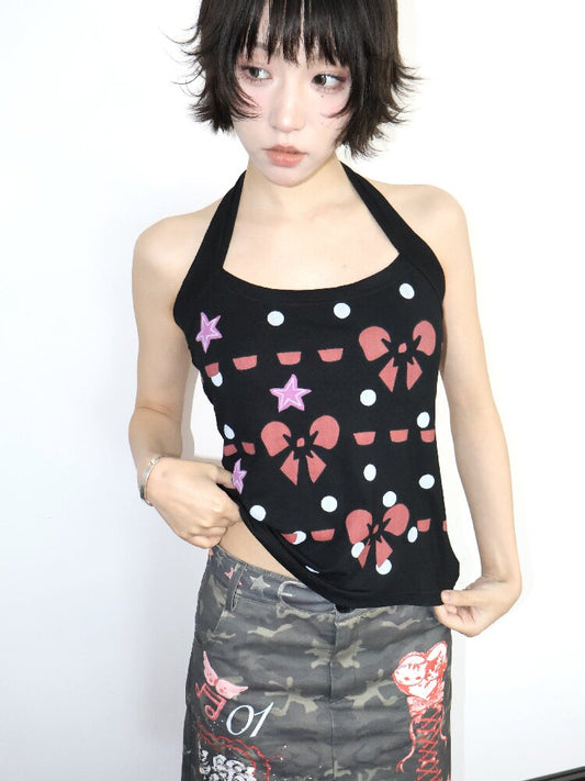 Vintage Texture Halter Camisole Top【s0000018679】