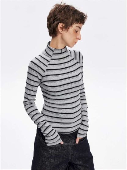 Vintage Striped Slim Knit Top【s0000015059】