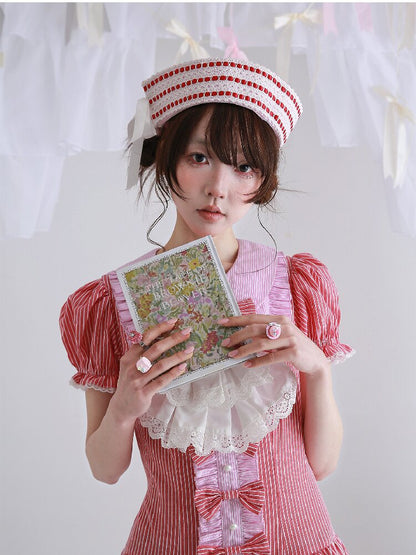 Pink Striped Navy Lolita Hat【s0000016557】
