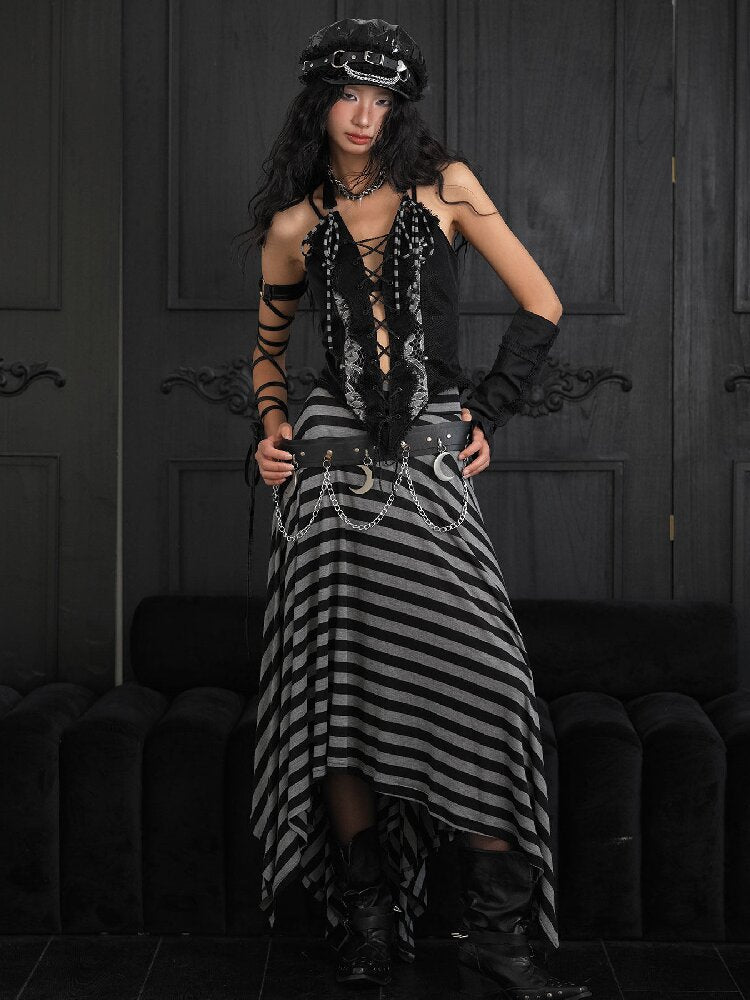 Striped Irregular Two Piece Skirt【s0000018176】
