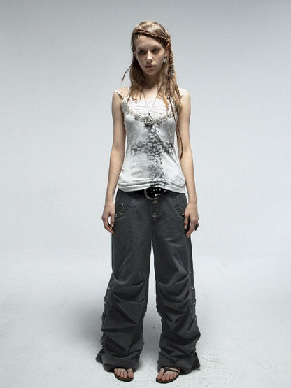 Rhinestone Cross Print Camisole【s0000012205】