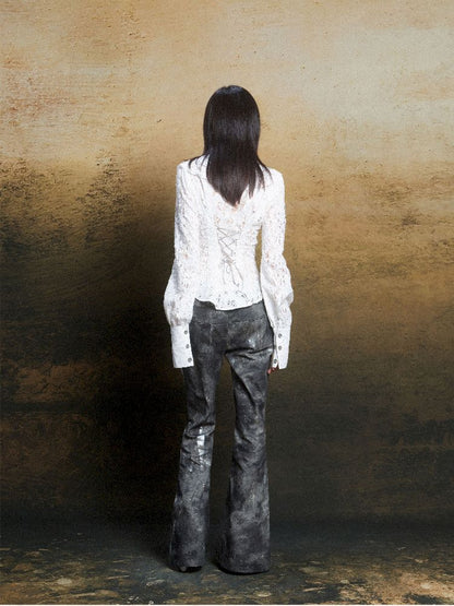 Ruffle Double Layer Collar Slim Shirt【s0000011814】