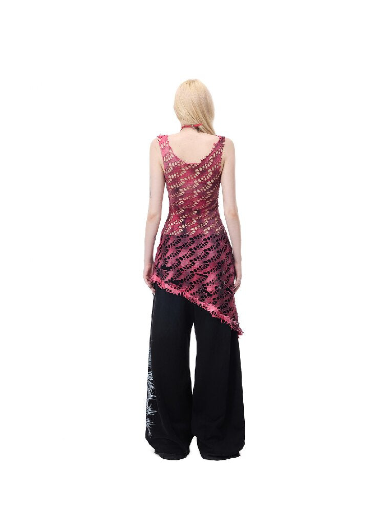 Riveted Applique Mesh Irregular Dress【s0000017715】