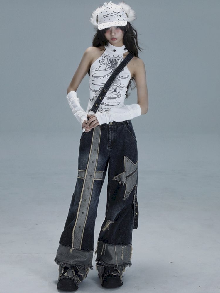 White Skinny Neck Tank Top【s0000013487】