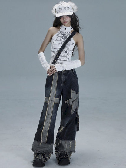 White Skinny Neck Tank Top【s0000013487】