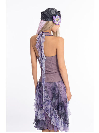Retro Dream Flower Print Lace Skirt【s0000018061】