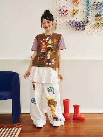 Mushroom Soup Printed Short Sleeve Top【s0000018701】