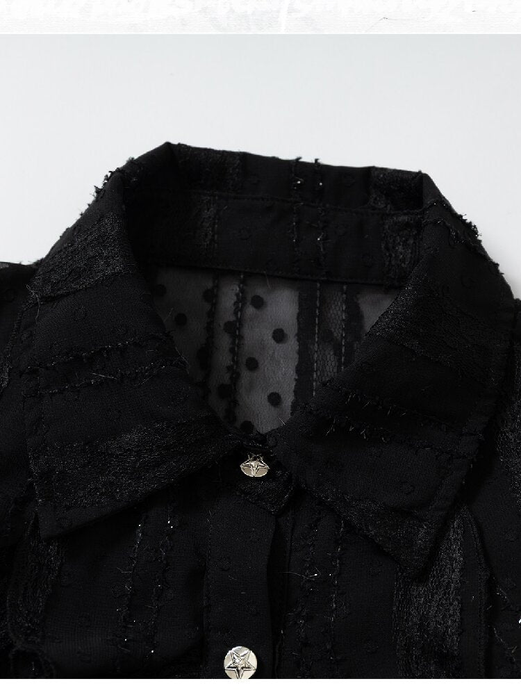 Openwork Lace Irregular Shirt Dress【s0000015941】