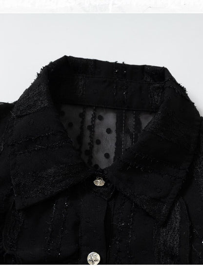 Openwork Lace Irregular Shirt Dress【s0000015941】