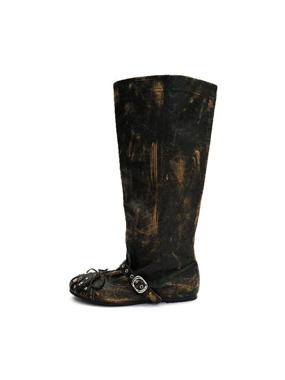 Baroque Punched Star Stack Boots【s0000016130】