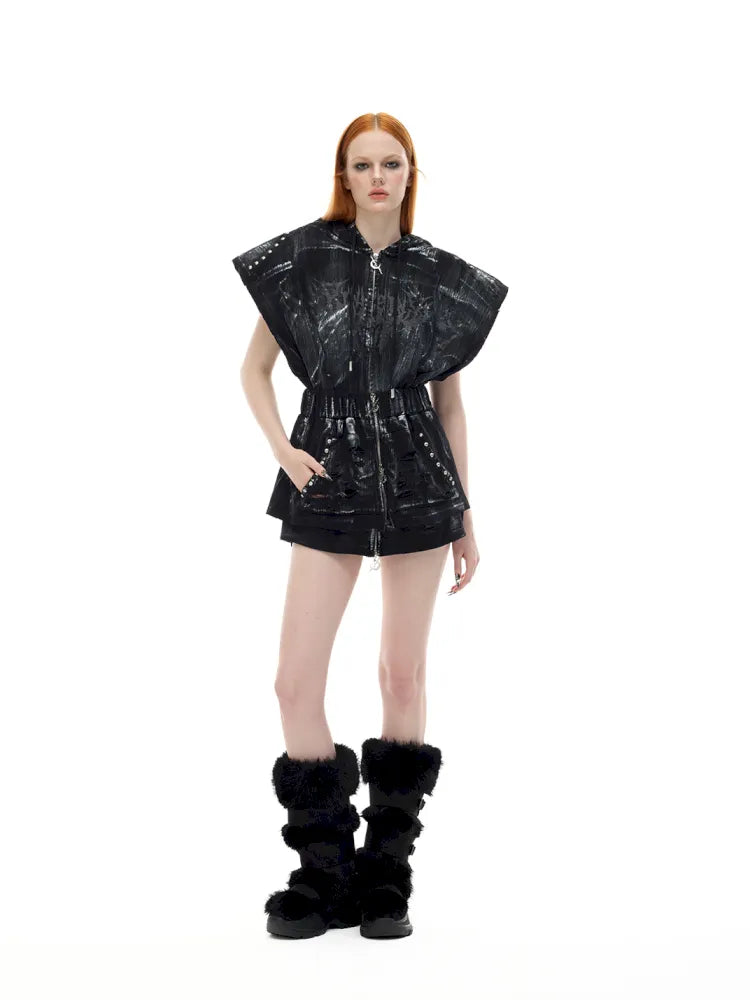 Cat-Ear Rock Punk Sleeveless Y2K Jacket【s0000014016】