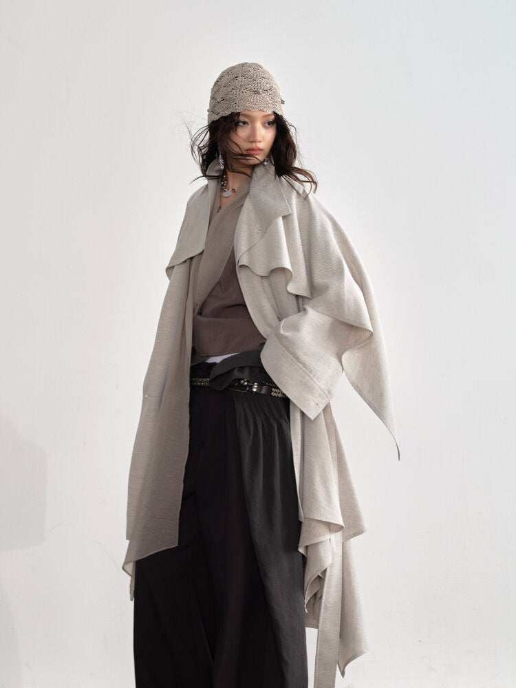Detachable Cape Linen Trench Coat【s0000015701】