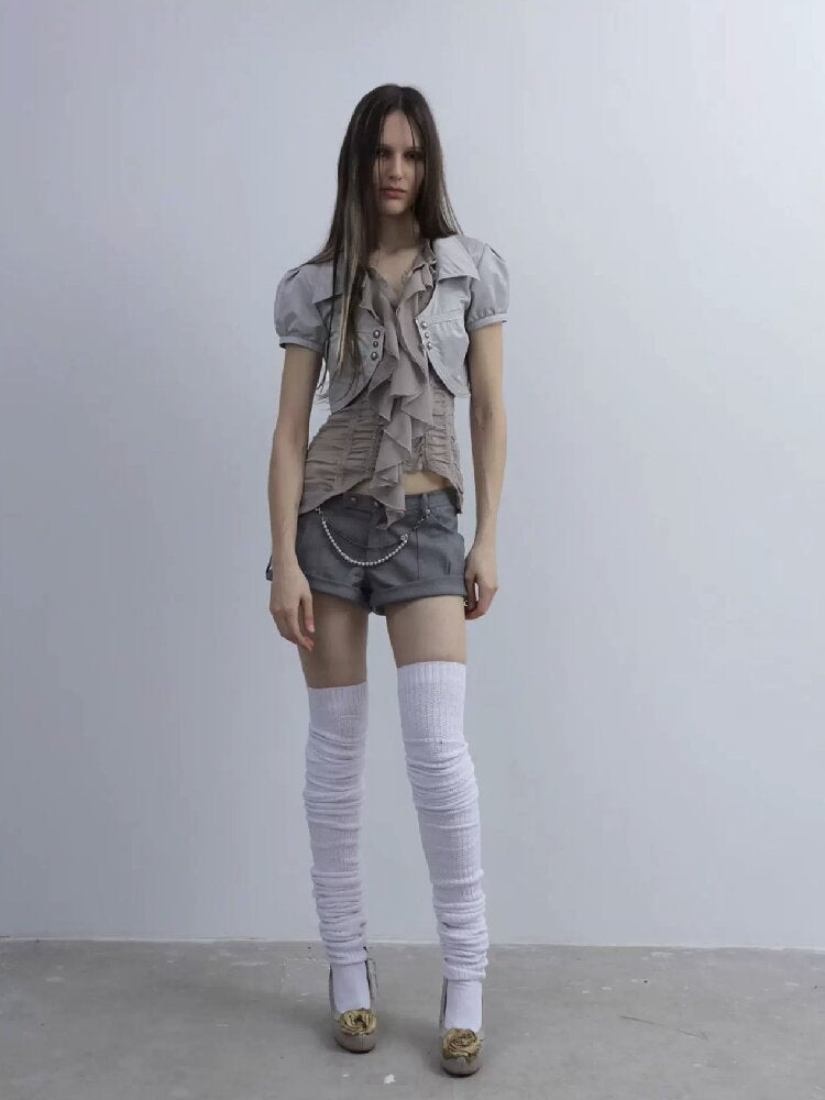 V-Neck Buckle Satin Shirt Jacket【s0000016570】