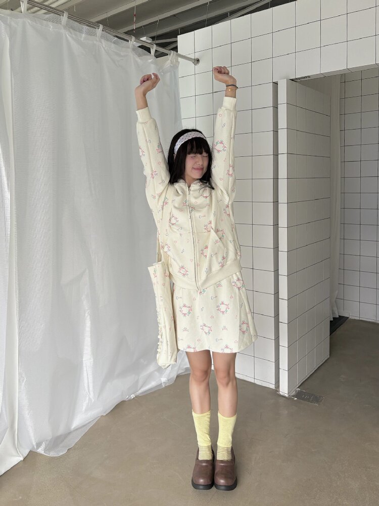 Loose Printed Hooded Sweatshirt Set【s0000019086】