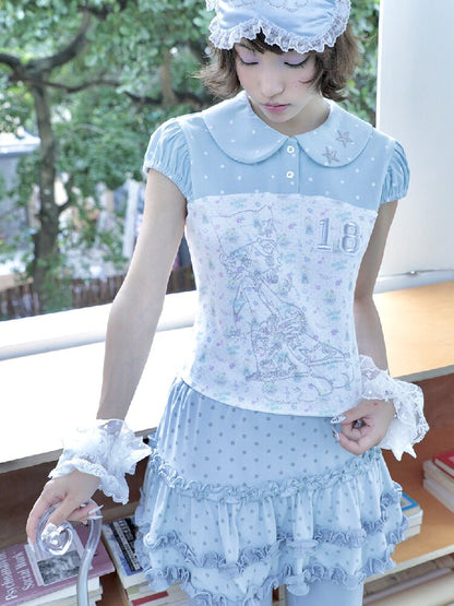 Vintage Bird Collar Bubble T-shirt【s0000017476】