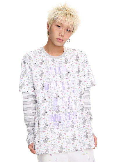 Print Two-Piece Style Long-Sleeve T-Shirt【s0000014093】