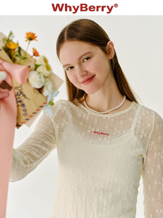 Lace round neck T-shirt【s0000011982】
