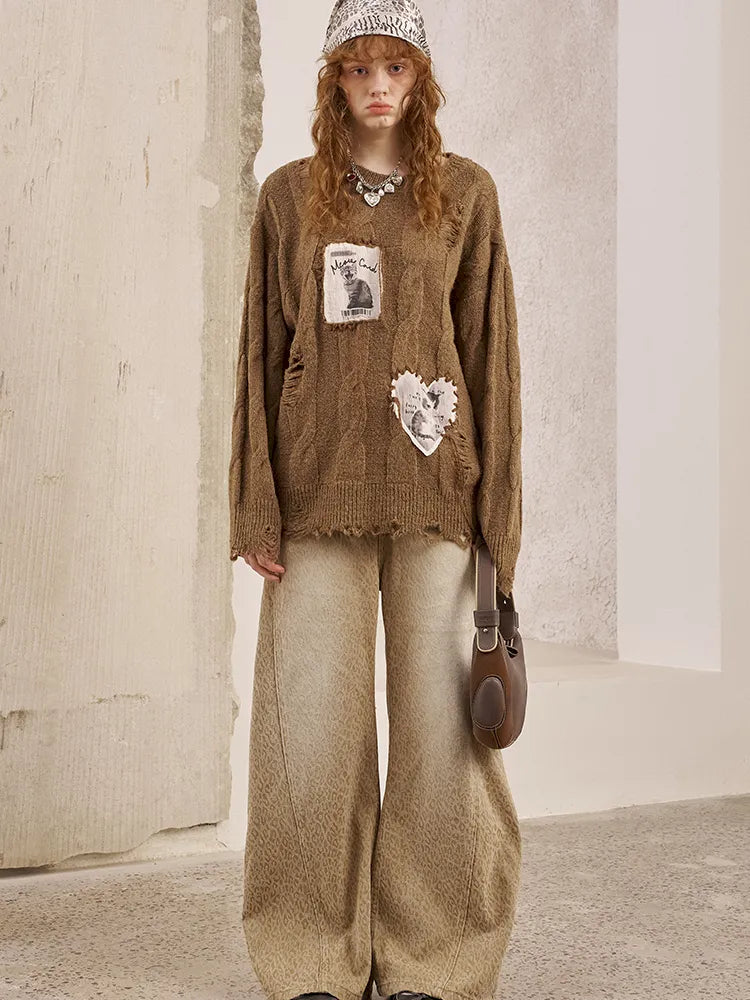 Long Sleeve Oversized Cable-Knit Pullover Sweater【s0000014051】