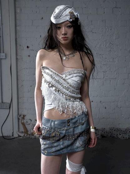 Irregular short strapless vest【s0000012783】