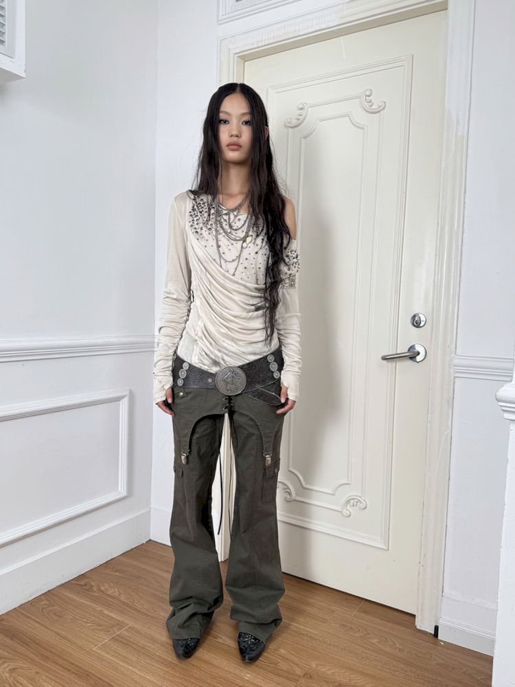 Embellished Vintage Print Base Layer Top【s0000013901】