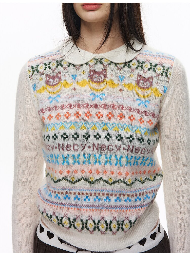 Fair Isle Jacquard Knit Vest Set【s0000015864】