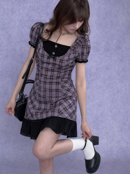 Purple Halter Halter Two Piece Dress【s0000017687】