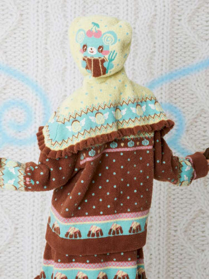 Yellow Bear Knit Cape Hat【s0000014861】