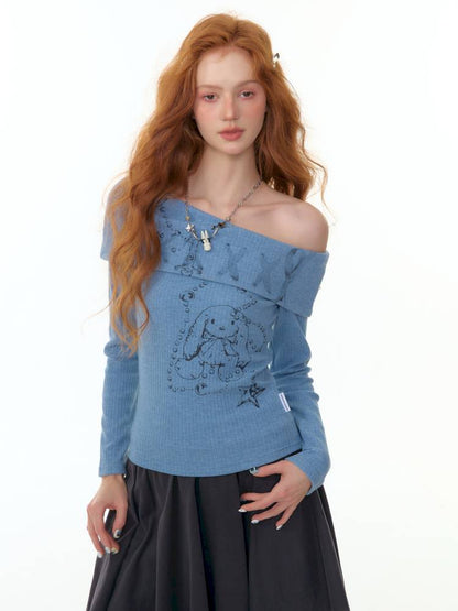 Off-the-Shoulder Long Sleeve T-Shirt【s0000014359】
