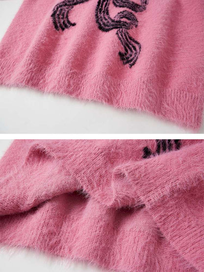Striped Bow Imitation Mink Wool【s0000015223】