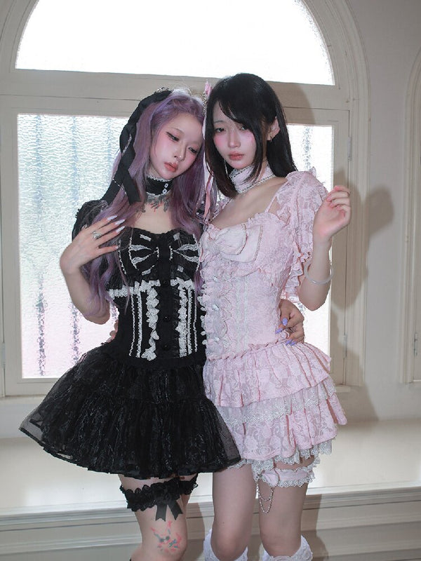 Heavy Craft Pearl Bow Cake Dress【s0000017522】