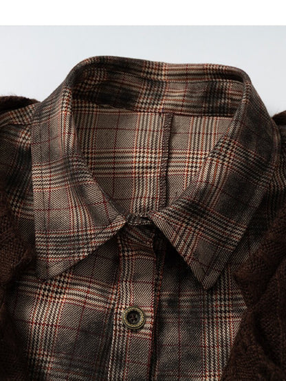 Check Knit Fake Two Piece Shirt【s0000015547】