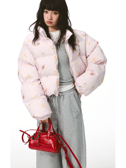 레트로 프린트 코튼 짧은 코트 [S0000011428]