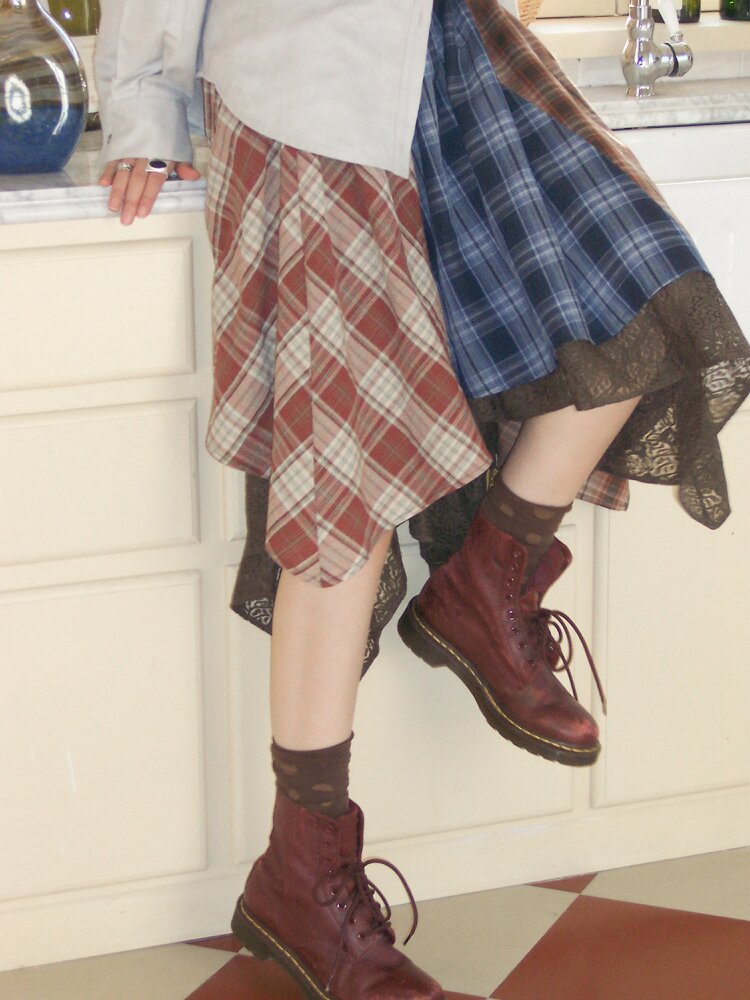 Elastic Plaid Irregular Spliced Skirt【s0000015462】